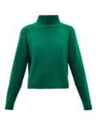 Matchesfashion.com The Elder Statesman - Highland Stand-collar Cropped Cashmere Sweater - Womens - Green