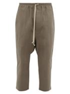 Matchesfashion.com Rick Owens - Drawstring Cotton Blend Trousers - Mens - Grey