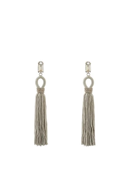 Oscar De La Renta Crystal-embellished Tassel-drop Clip-on Earrings