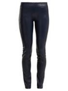 Matchesfashion.com The Row - Moto Low Rise Leather Trousers - Womens - Navy