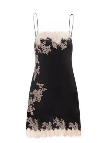 Ladies Lingerie Carine Gilson - Square-neck Lace-trimmed Silk Short Slip Dress - Womens - Black