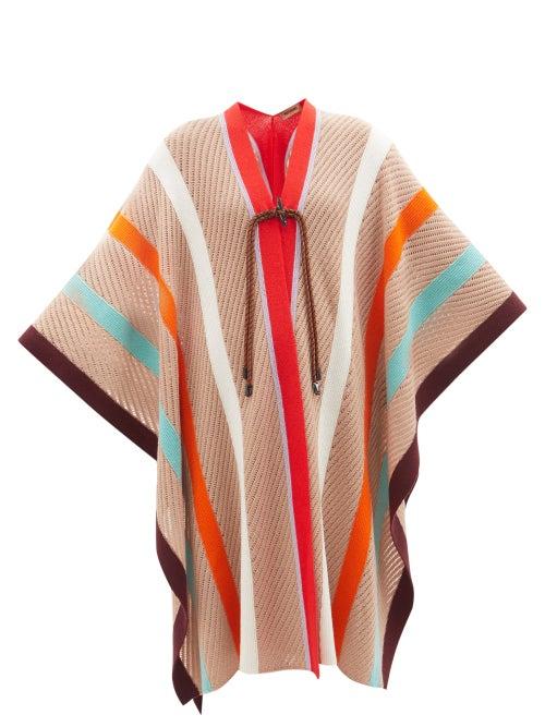 Missoni - Tie-front Striped Wool Poncho - Womens - Multi