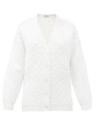 Matchesfashion.com Fendi - Contrast-sleeve Quilted Cardigan - Womens - White