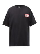 Vetements - Name Logo-print Oversized Cotton-jersey T-shirt - Mens - Black