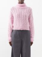 Ganni - Cable-knit Sweater - Womens - Light Pink