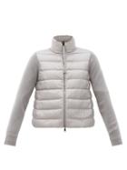 Matchesfashion.com Moncler - Contrasting Wool And Quilted-down Zip Cardigan - Womens - Mid Grey