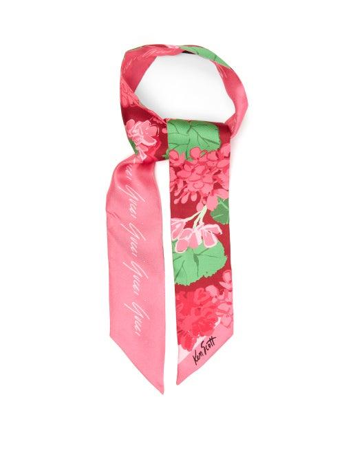 Ladies Accessories Gucci - X Ken Scott Floral-print Silk Scarf - Womens - Pink Multi