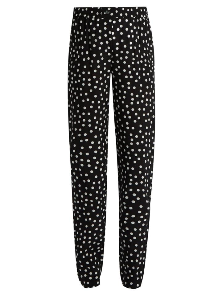 Dolce & Gabbana Slim-leg Polka-dot Print Silk Trousers