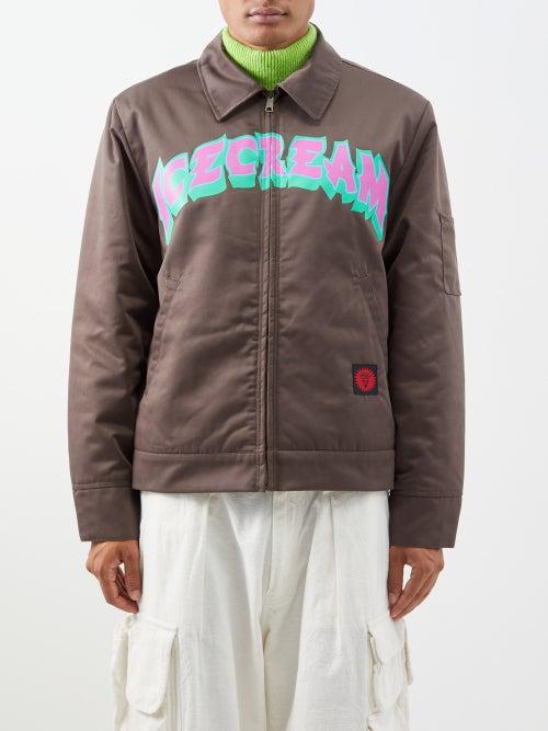 Icecream - Logo-print Cotton-twill Jacket - Mens - Brown