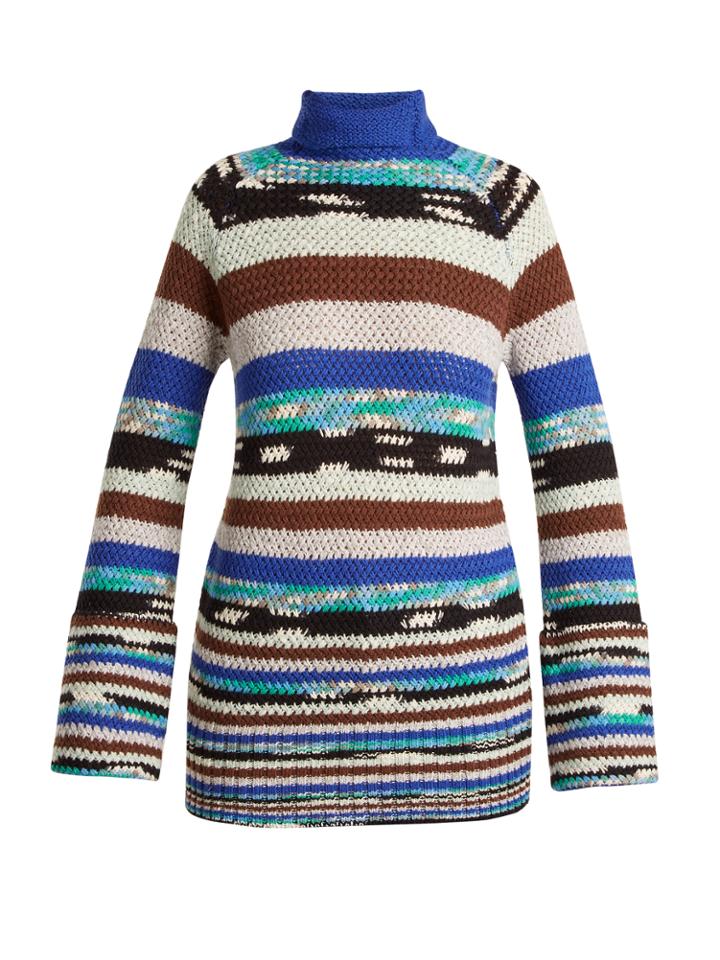 Missoni Roll-neck Striped Wool-blend Knit Sweater