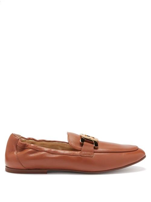 Tod's - Chain-embellished Leather Loafers - Womens - Brown