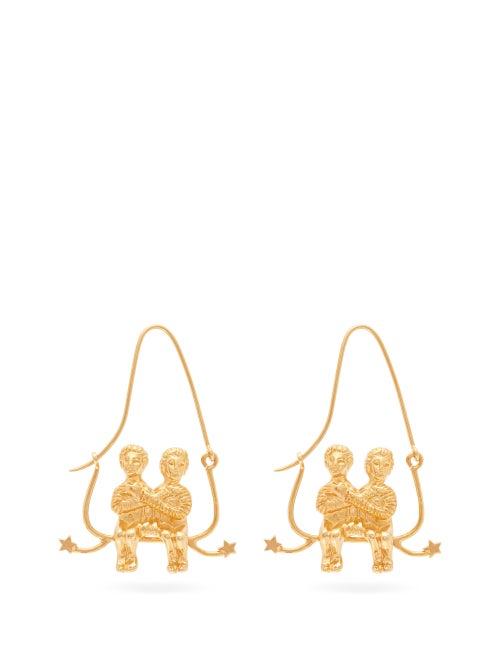 Matchesfashion.com Givenchy - Gemini Zodiac Hoop Earrings - Womens - Gold