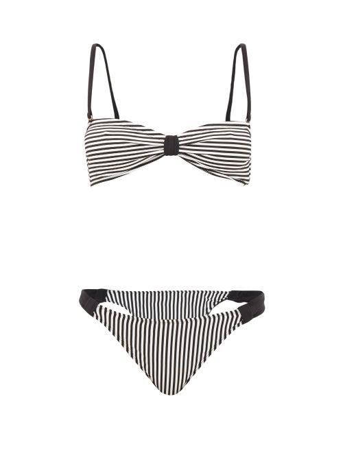 Matchesfashion.com Leslie Amon - Thea Striped Bikini - Womens - Black Stripe