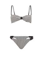 Matchesfashion.com Leslie Amon - Thea Striped Bikini - Womens - Black Stripe