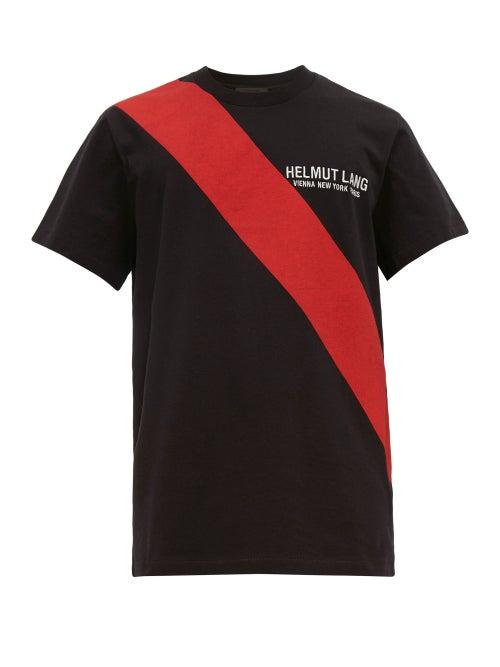 Matchesfashion.com Helmut Lang - Sash Print Logo Embroidered Cotton T Shirt - Mens - Black Multi