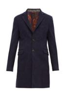 Matchesfashion.com Etro - Paisley Jacquard Wool Blend Overcoat - Mens - Blue