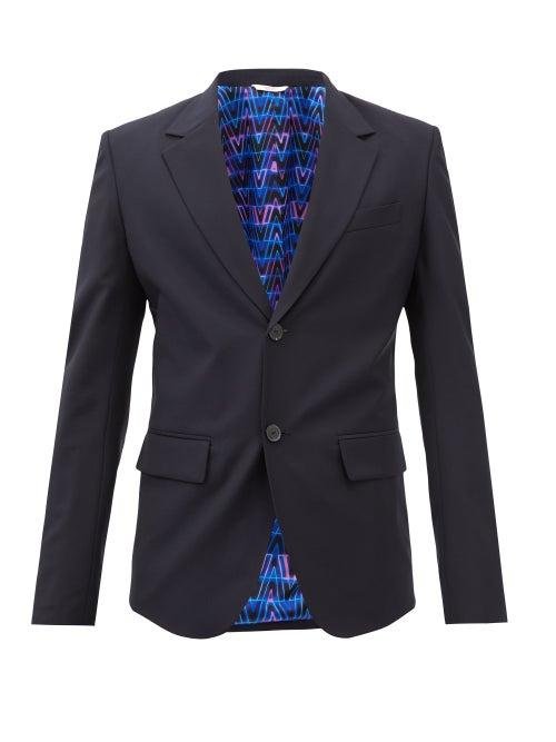 Valentino - Wool-blend Twill Suit Jacket - Mens - Navy