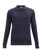 Matchesfashion.com Etro - Pegasus Long-sleeved Wool Polo Shirt - Mens - Navy