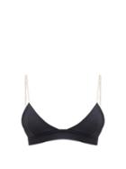 Sara Cristina - Pearl-strap Triangle Bikini Top - Womens - Black