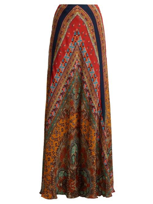 Matchesfashion.com Etro - Milano Paisley Print Silk Maxi Skirt - Womens - Multi