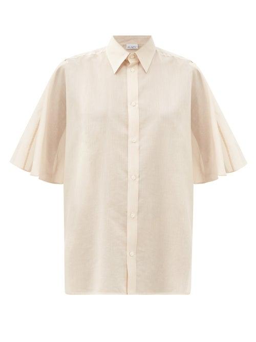 Matchesfashion.com Raey - Roll-sleeve Sheer Cotton-blend Shirt - Womens - Tan
