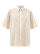 Matchesfashion.com Raey - Roll-sleeve Sheer Cotton-blend Shirt - Womens - Tan
