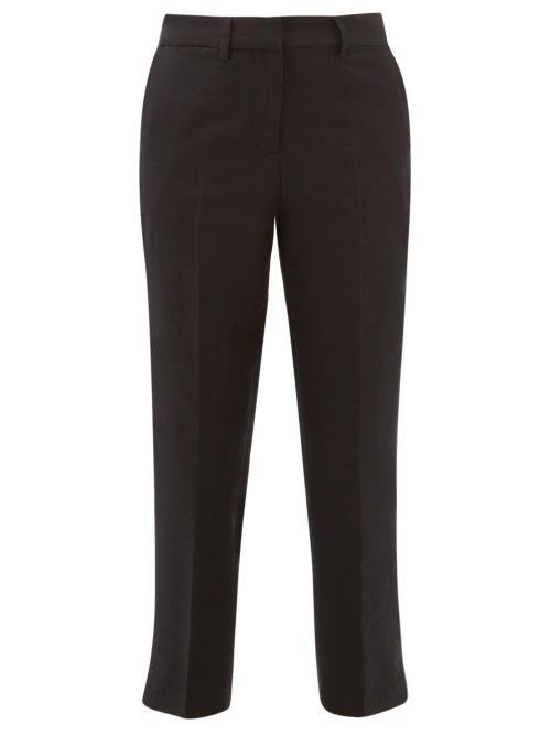 Matchesfashion.com Margaret Howell - Straight Wool Linen Hopsack Cropped Trousers - Womens - Navy