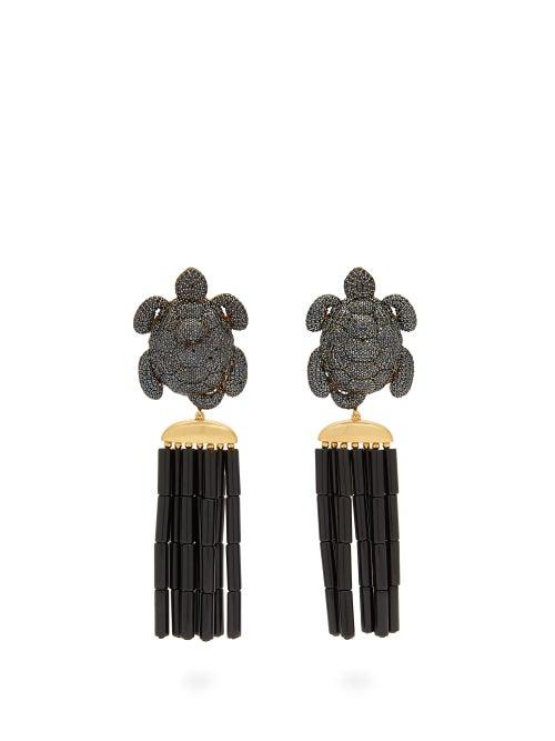 Matchesfashion.com Begum Khan - Caretta Napoleon 24kt Gold-plated Clip Earrings - Womens - Black