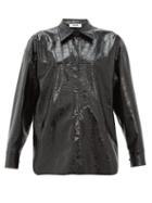 Matchesfashion.com Msgm - Crocodile Effect Faux Leather Shirt - Womens - Black
