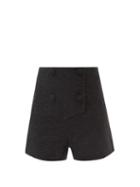 Self-portrait - High-rise Buttoned Boucl Shorts - Womens - Black