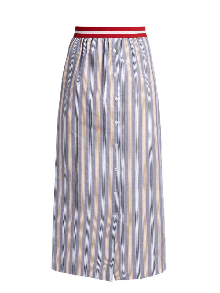 Stella Jean Nobile Striped Cotton-poplin Maxi Skirt