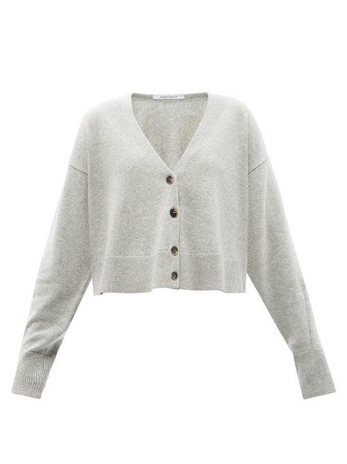 Another Tomorrow - Recycled Cashmere-blend Cropped Cardigan - Womens - Grey