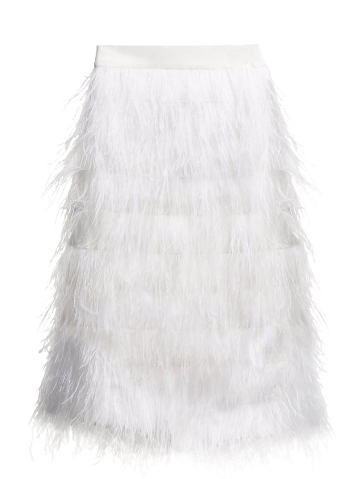 Osman Desiree Ostrich Feather-embellished Midi Skirt