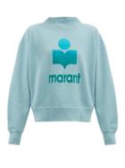 Matchesfashion.com Isabel Marant Toile - Moby Flocked-logo Cotton-blend Sweatshirt - Womens - Blue
