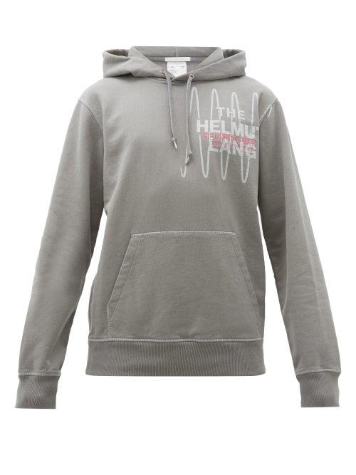 Matchesfashion.com Helmut Lang - Pelvis Logo Embroidered Cotton Hooded Sweatshirt - Mens - Grey