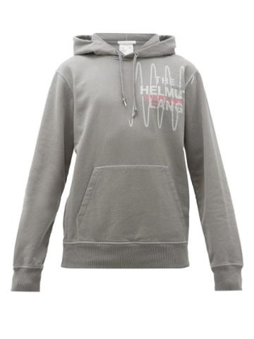 Matchesfashion.com Helmut Lang - Pelvis Logo Embroidered Cotton Hooded Sweatshirt - Mens - Grey