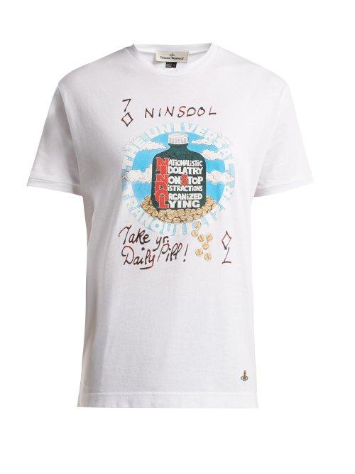 Matchesfashion.com Vivienne Westwood - Printed Cotton Jersey T Shirt - Womens - White