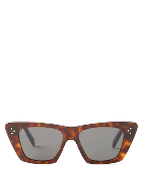 Celine Eyewear - Bold Story Tortoiseshell-acetate Sunglasses - Womens - Dark Brown
