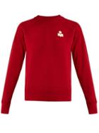 Matchesfashion.com Isabel Marant Toile - Makati Flocked Logo Cotton Blend Sweatshirt - Womens - Red