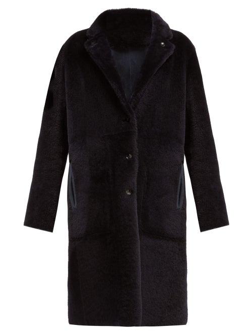 Matchesfashion.com Joseph - Brittany Reversible Shearling Coat - Womens - Navy