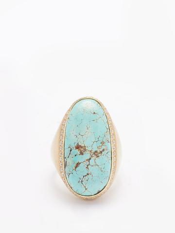 Jacquie Aiche - Diamond, Turquoise & 14kt Gold Ring - Womens - Blue Multi