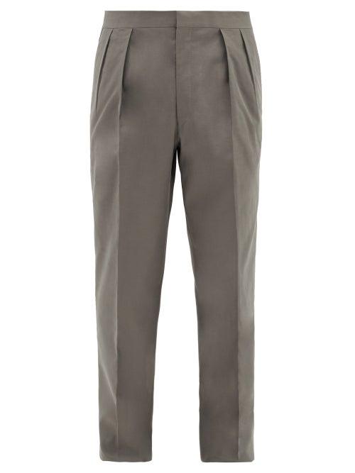 Matchesfashion.com The Row - Mark Pleated Wool-twill Suit Trousers - Mens - Dark Grey