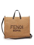 Matchesfashion.com Fendi - Handwoven Leather-trimmed Raffia Tote - Mens - Brown