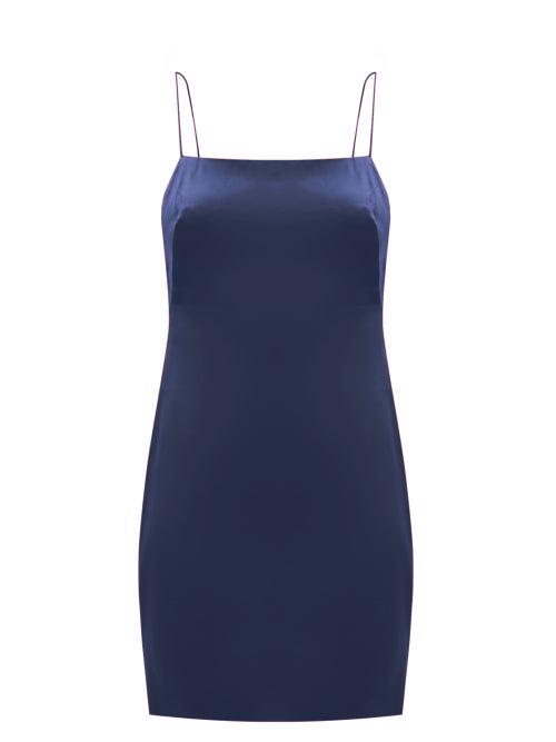 Matchesfashion.com Gauge81 - Bima Open-back Satin Mini Dress - Womens - Navy