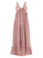 Matchesfashion.com Thierry Colson - Valentina Striped Cotton-poplin Maxi Dress - Womens - Brown Stripe