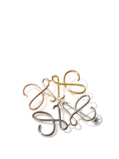 Matchesfashion.com Loewe - Anagram Multi-tone Metal Brooch - Womens - Silver Gold