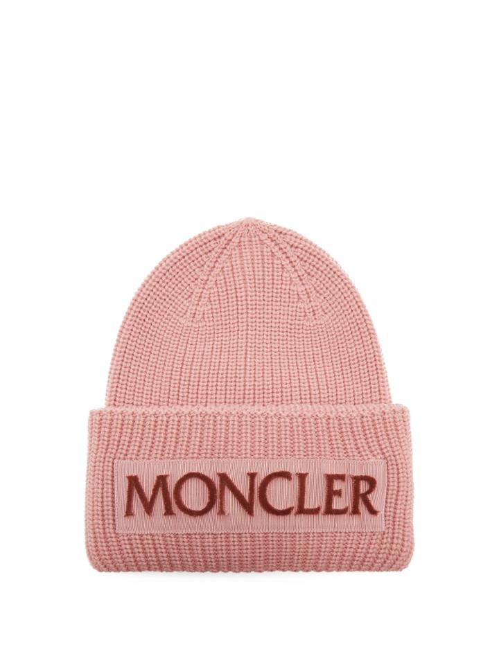 Moncler Velvet-logo Wool Beanie Hat
