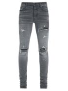 Matchesfashion.com Amiri - Mx1 Suede-inset Distressed Skinny Jeans - Mens - Grey
