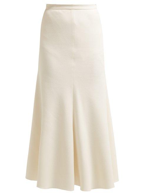 Matchesfashion.com Giambattista Valli - Crepe Bias Cut Midi Skirt - Womens - Ivory