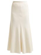 Matchesfashion.com Giambattista Valli - Crepe Bias Cut Midi Skirt - Womens - Ivory
